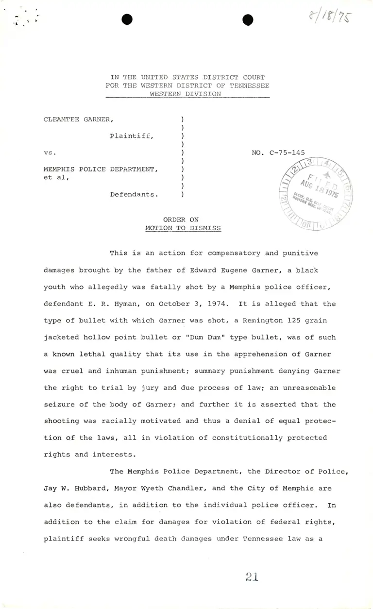 Order on Motion to Dismiss preview