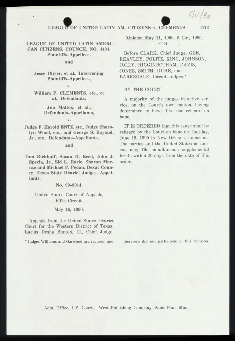 Fifth Circuit Opinion preview