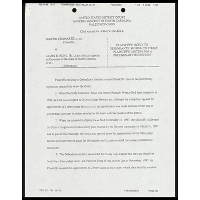 Plaintiffs’ Reply to Defendants’ Motion to Strike Plaintiffs’ Motion for a Preliminary Injunction preview