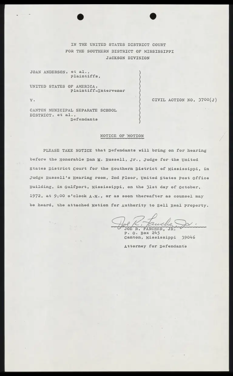 Notice and Motion for Authority to Sell Real Property preview