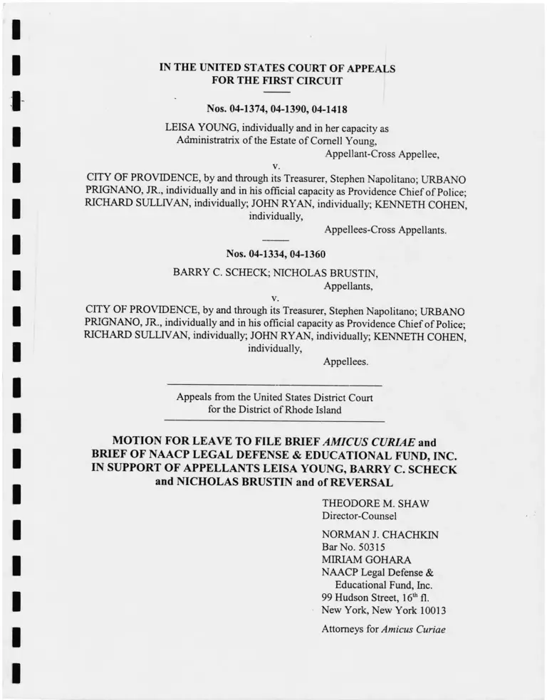 Young v. City of Providence Motion for Leave to File Brief and Amicus Curiae Brief preview