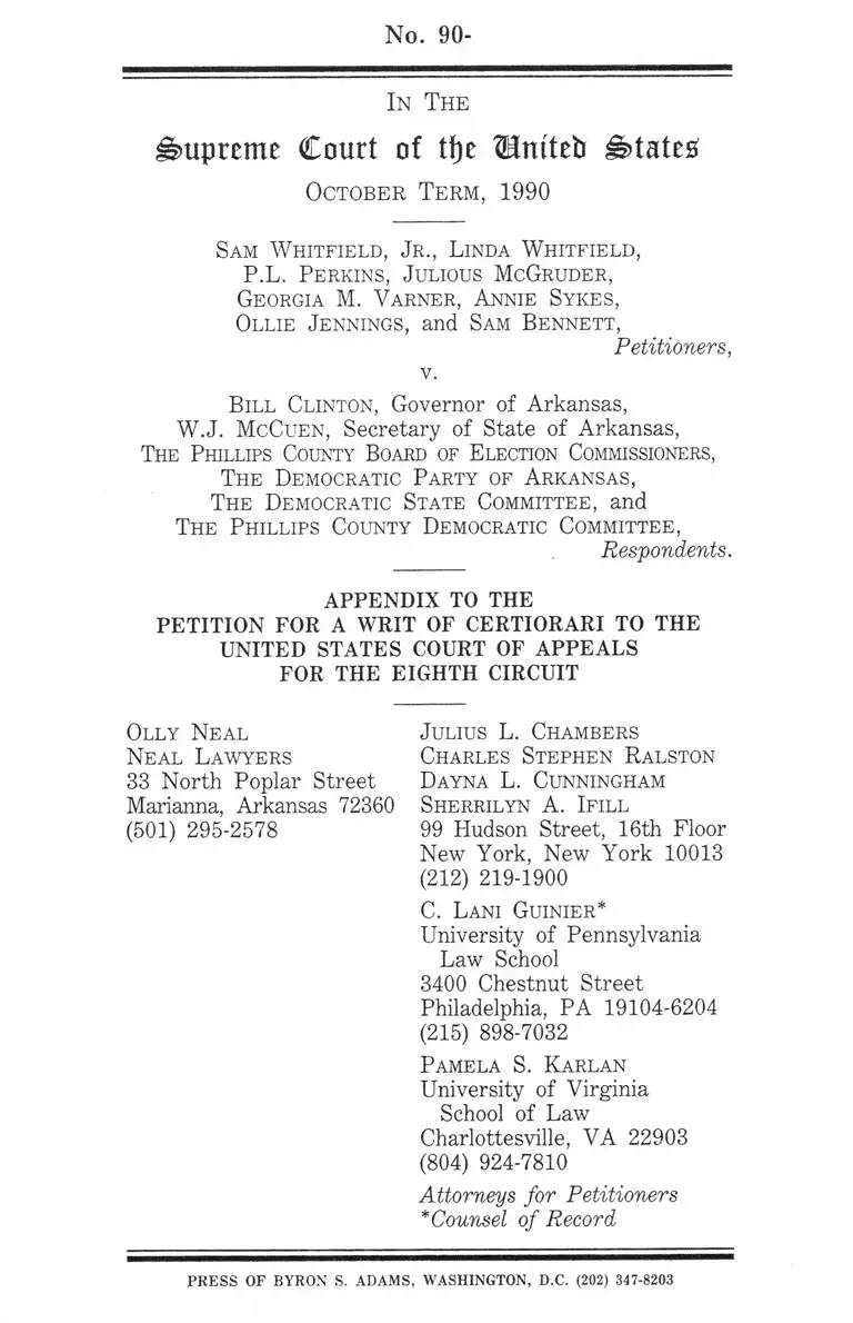 Whitfield v. Clinton Appendix to the Petition for a Writ of Certiorari preview