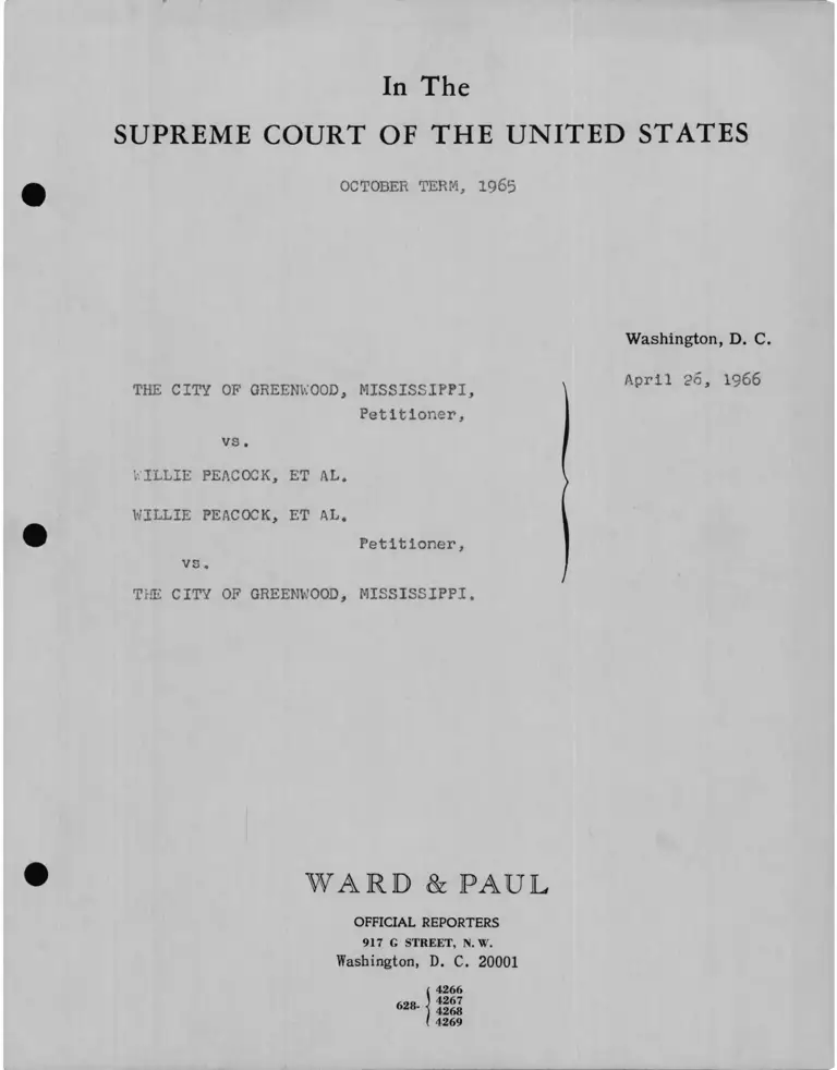 City of Greenwood, MS v. Peacock Transcript of Oral Argument preview