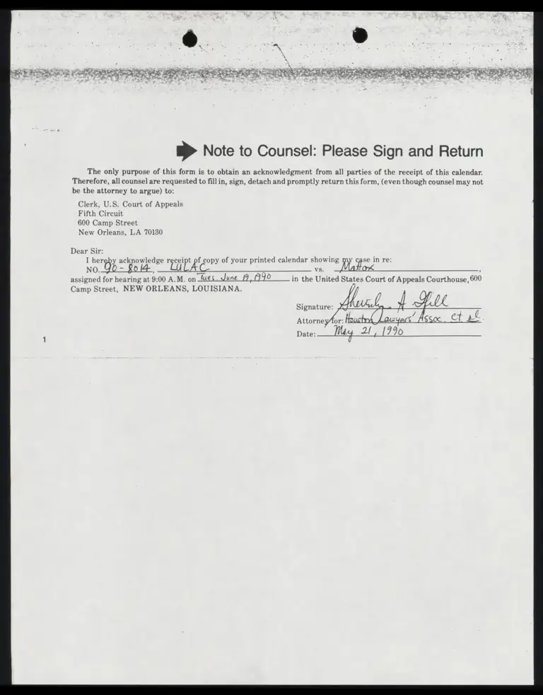 Acknowledgment Form for June 19 Hearing preview