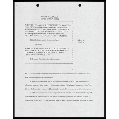 Affirmation of Community Service Society Amicus Brief preview