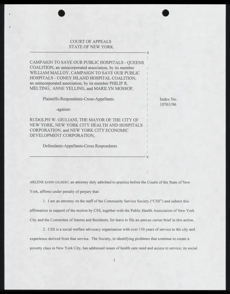 Affirmation of Community Service Society Amicus Brief preview