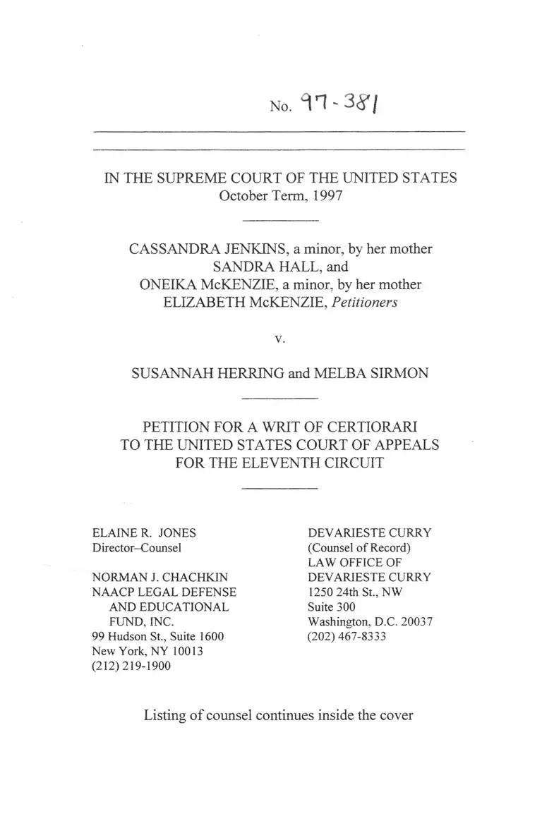 Jenkins v. Herring Petition for a Writ of Certiorari to the US Court of Appeals for the Eleventh Circuit preview