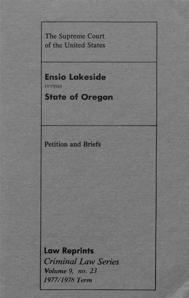 Lakeside v. State of Oregon Petition and Briefs preview