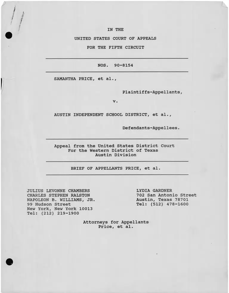 Price v. Austin Independent School District Brief of Appellants preview