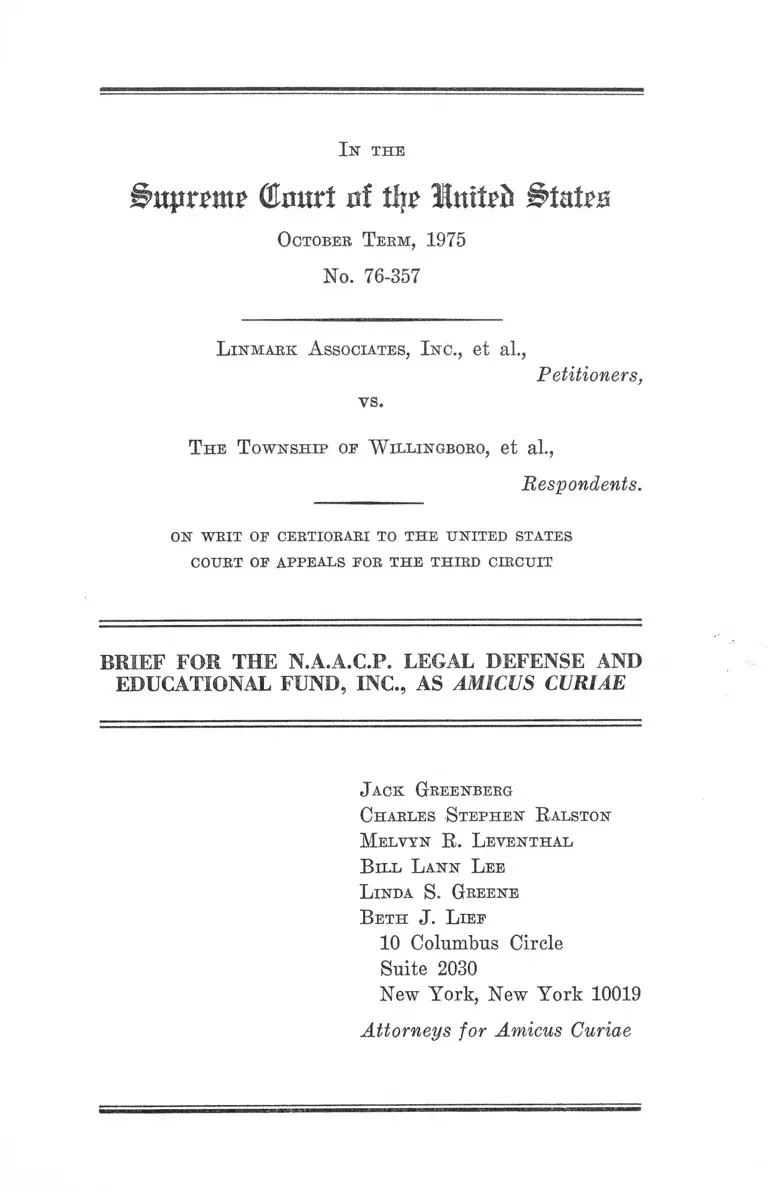 Linmark Associates, Inc. v. The Township of Willingboro Brief Amicus Curiae preview