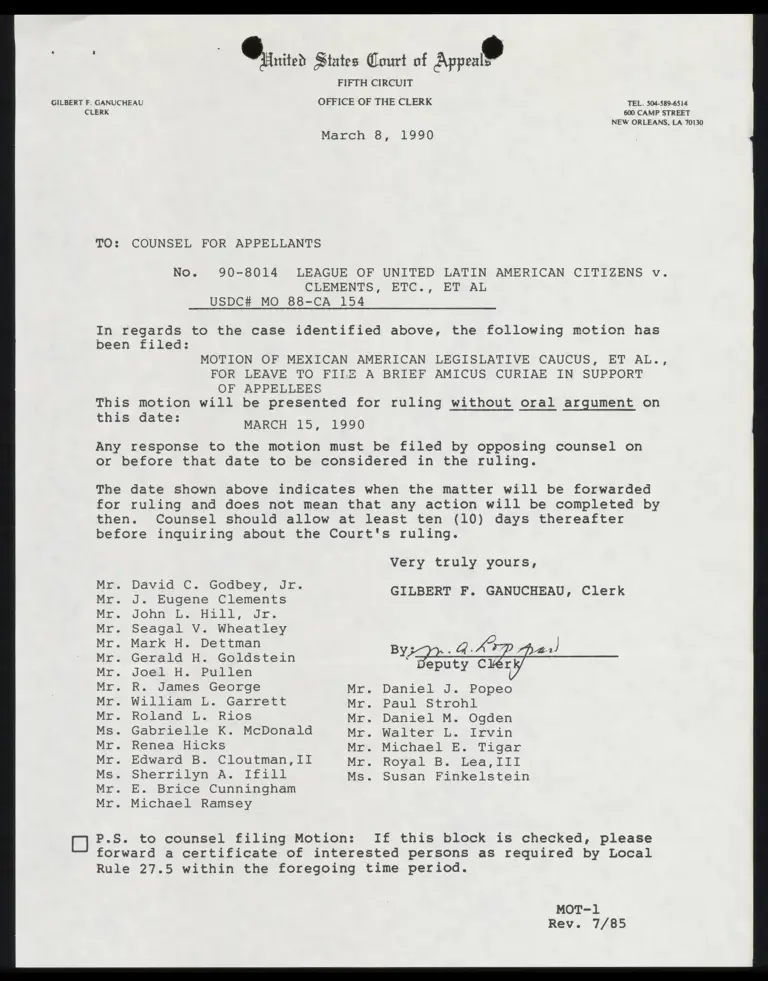 Correspondence from Clerk to Counsel Re: Notice of Filing Amicus Brief preview