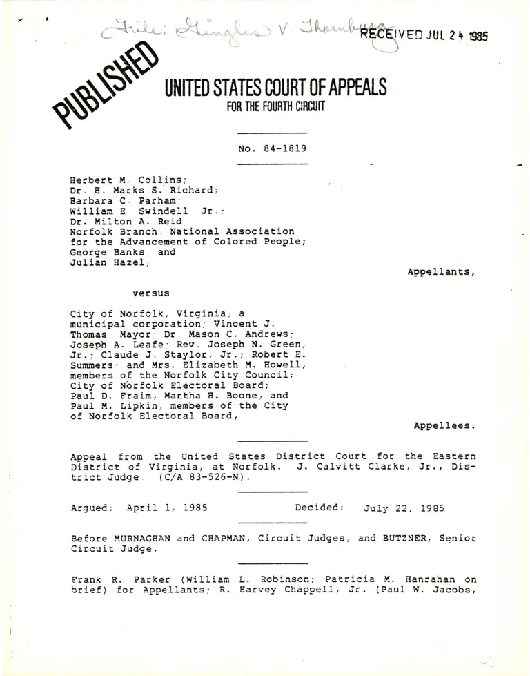 Collins v. City of Norfolk Court Opinions preview