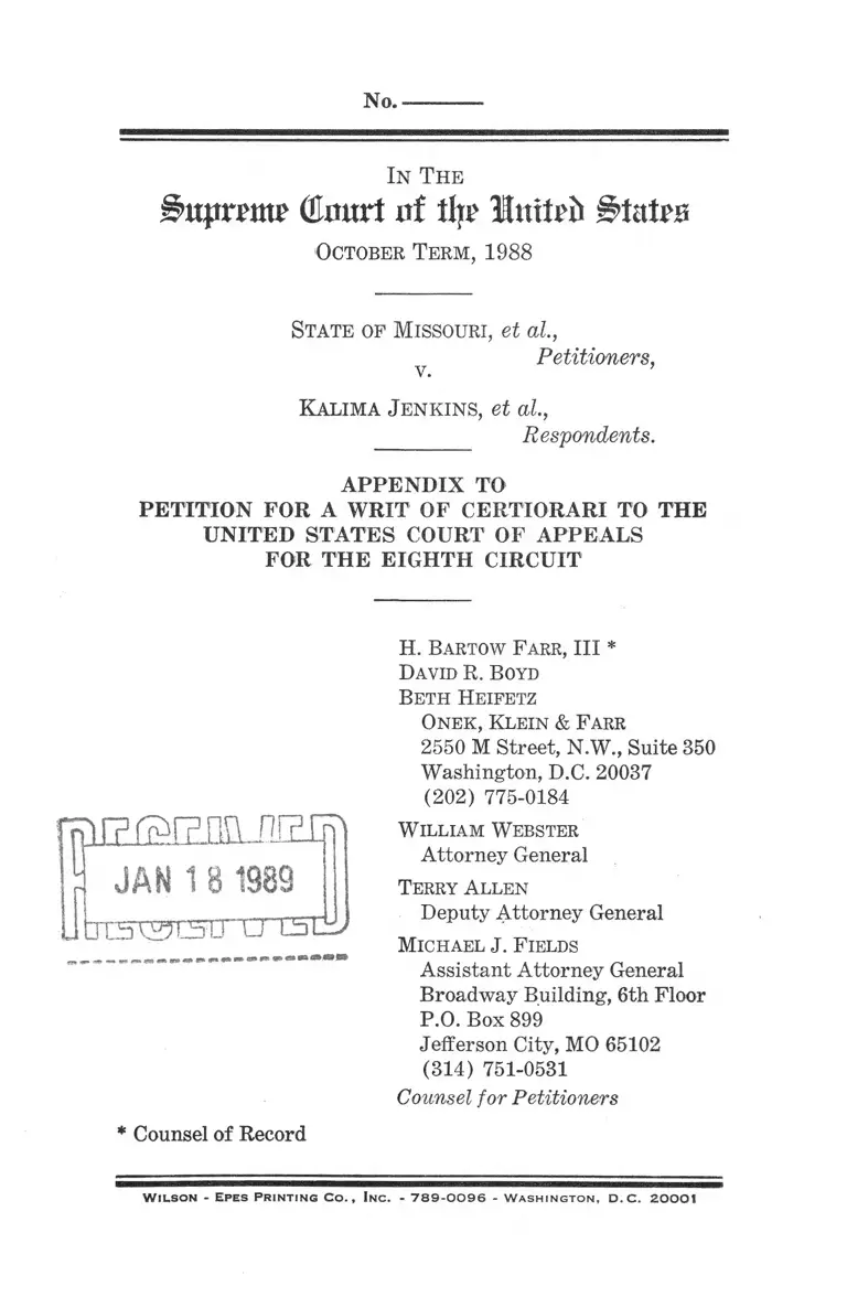 Missouri v. Jenkins Appendix to Petition for a Writ of Certiorari preview