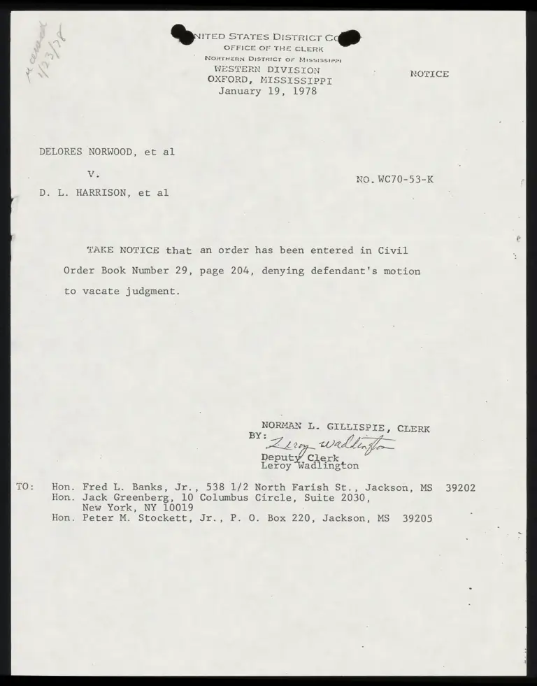 Order Denying Motion to Vacate Judgment preview