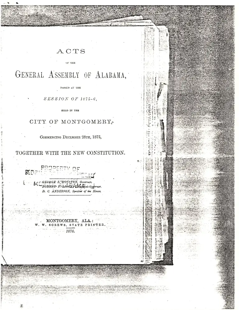 Excerpts from the General Assembly of Alabama Session of 1875-6 preview