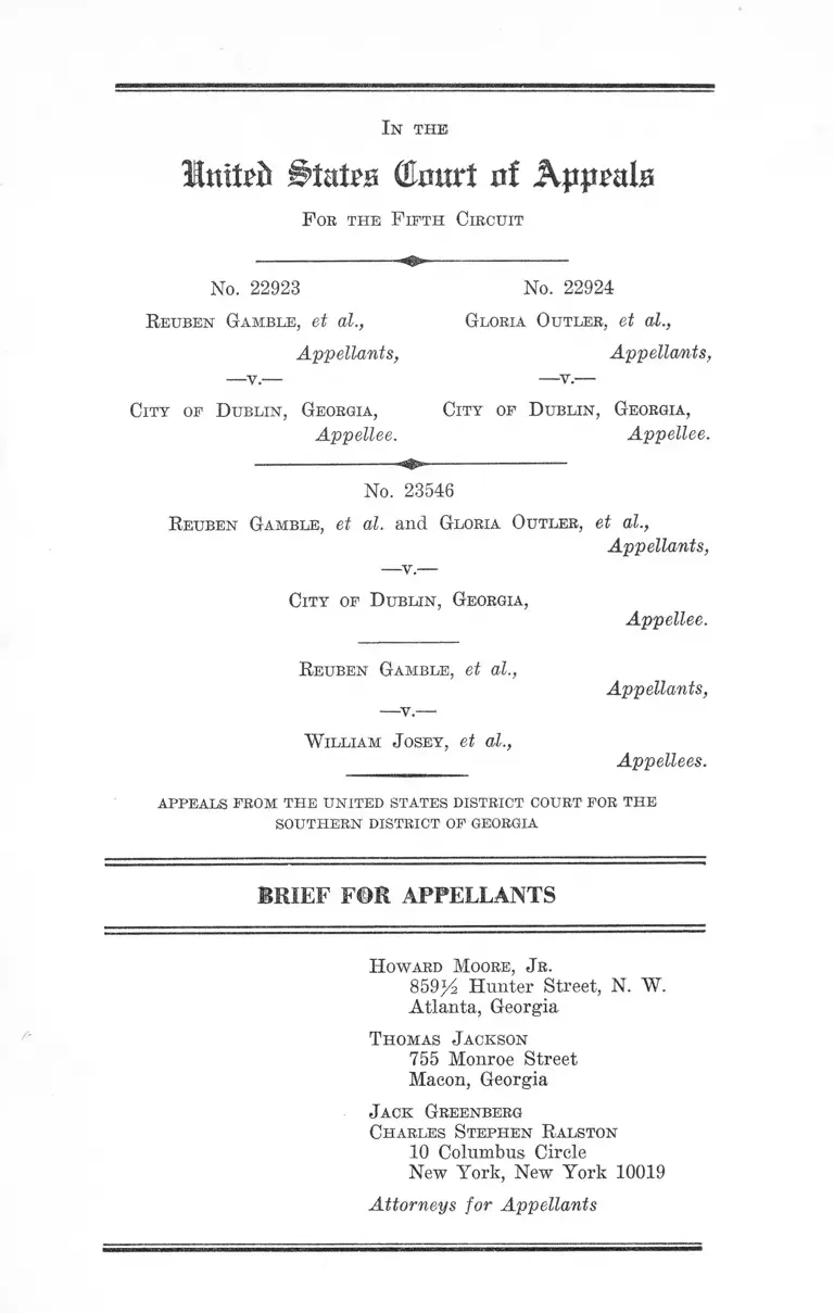 Gamble v. City of Dublin, GA Brief for Appellants preview
