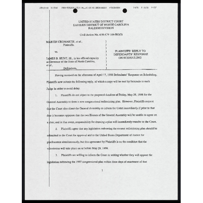 Plaintiffs’ Reply to Defendants’ Response on Scheduling preview