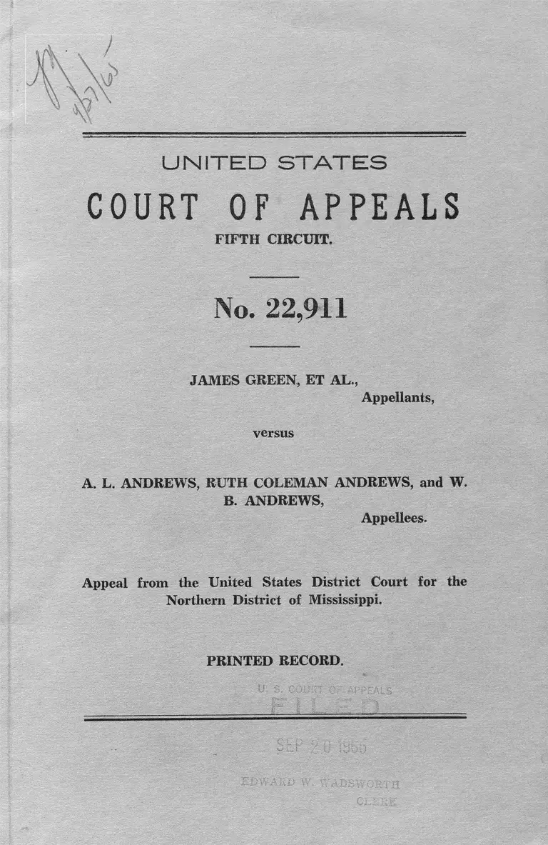 Green v. Andrews Printed Record preview