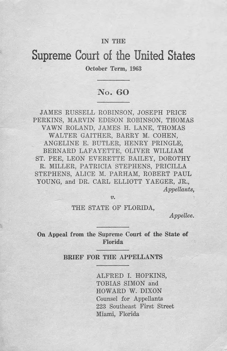 Robinson v FL Brief for Appellants preview