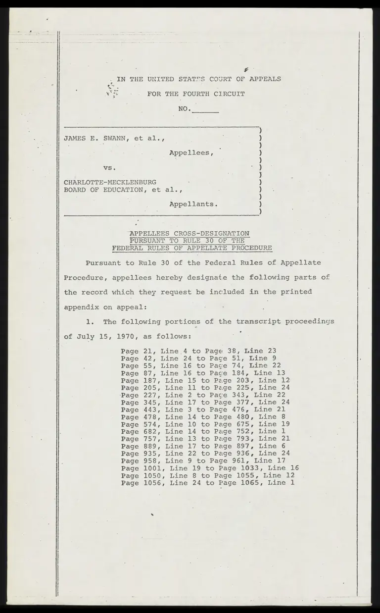 Appellees Cross-Designation Pursuant to Rule 30 of the Federal Rules of Appellate Procedure preview