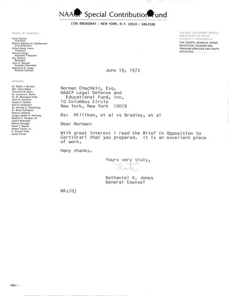 Correspondence from Jones to Chachkin preview