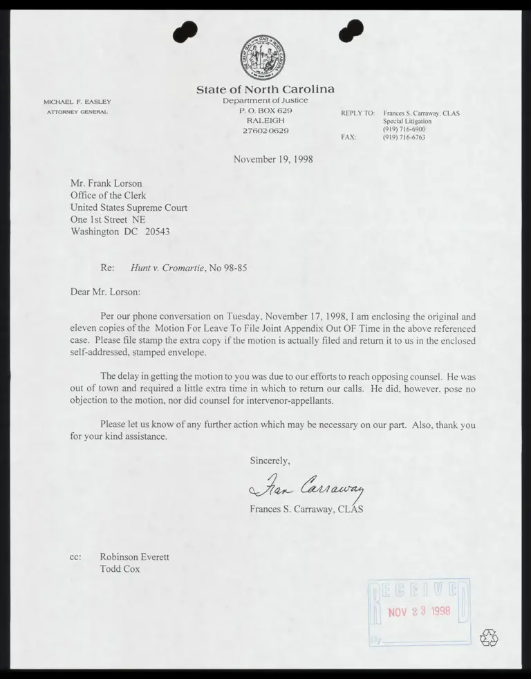 Motion For Leave To File Joint Appendix Out Of Time With Cover Letter preview