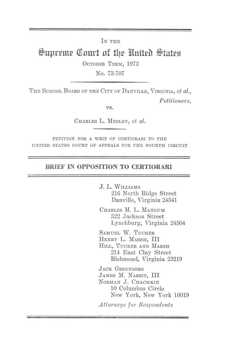 City of Danville, VA School Board v. Medley Brief in Opposition to Certiorari preview