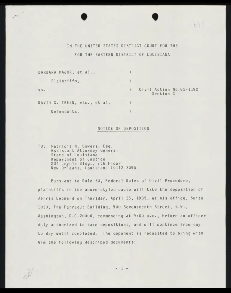 Notice of Deposition preview