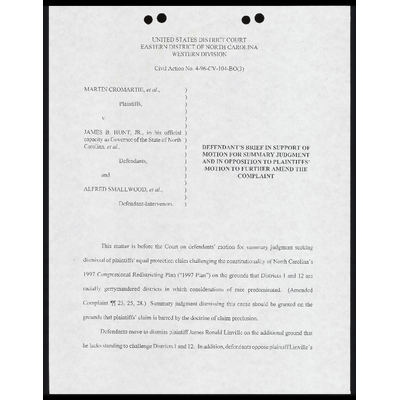 Defendant's Brief in Support of Motion for Summary Judgment and in Opposition to Plaintiffs' Motion to Further Amend Complaint preview