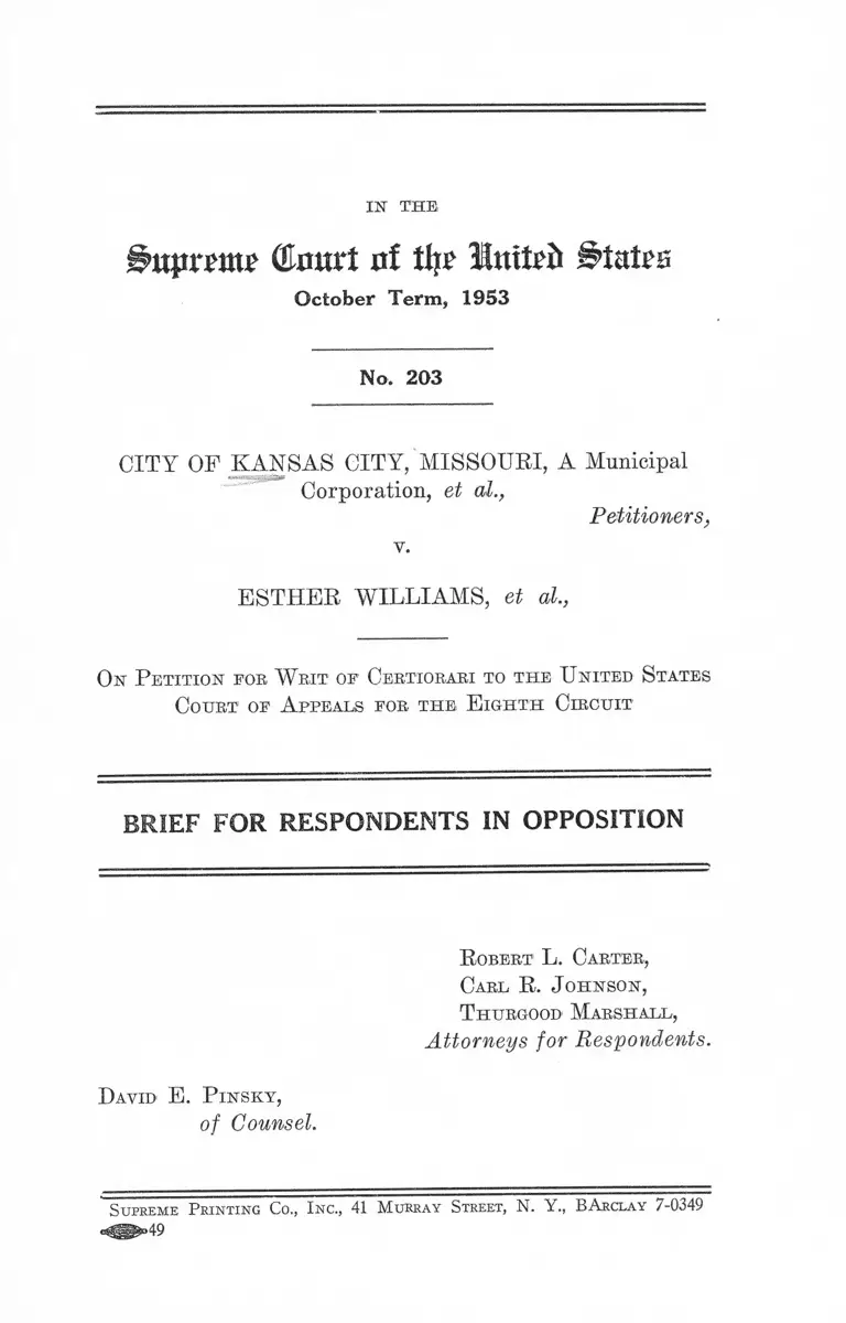 City of Kansas City, Missouri v. WIlliams Brief for Respondents in Opposition preview