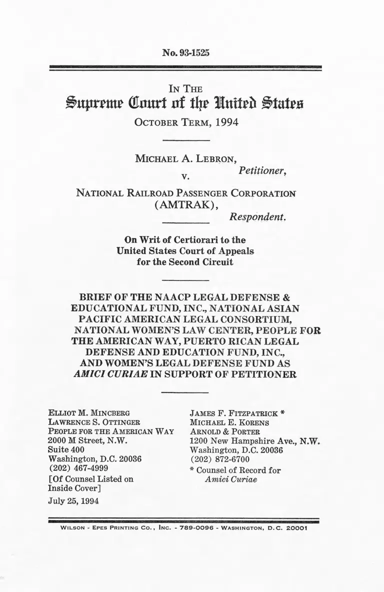 Lebron v. National Railroad Passenger Corporation (AMTRAK) Brief Amicus Curiae preview