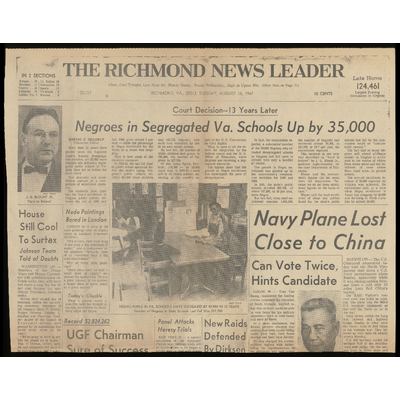 Negroes in Segregated VA Schools Up by 35,000 (The Richmond News Leader) preview
