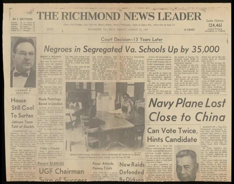 Negroes in Segregated VA Schools Up by 35,000 (The Richmond News Leader) preview