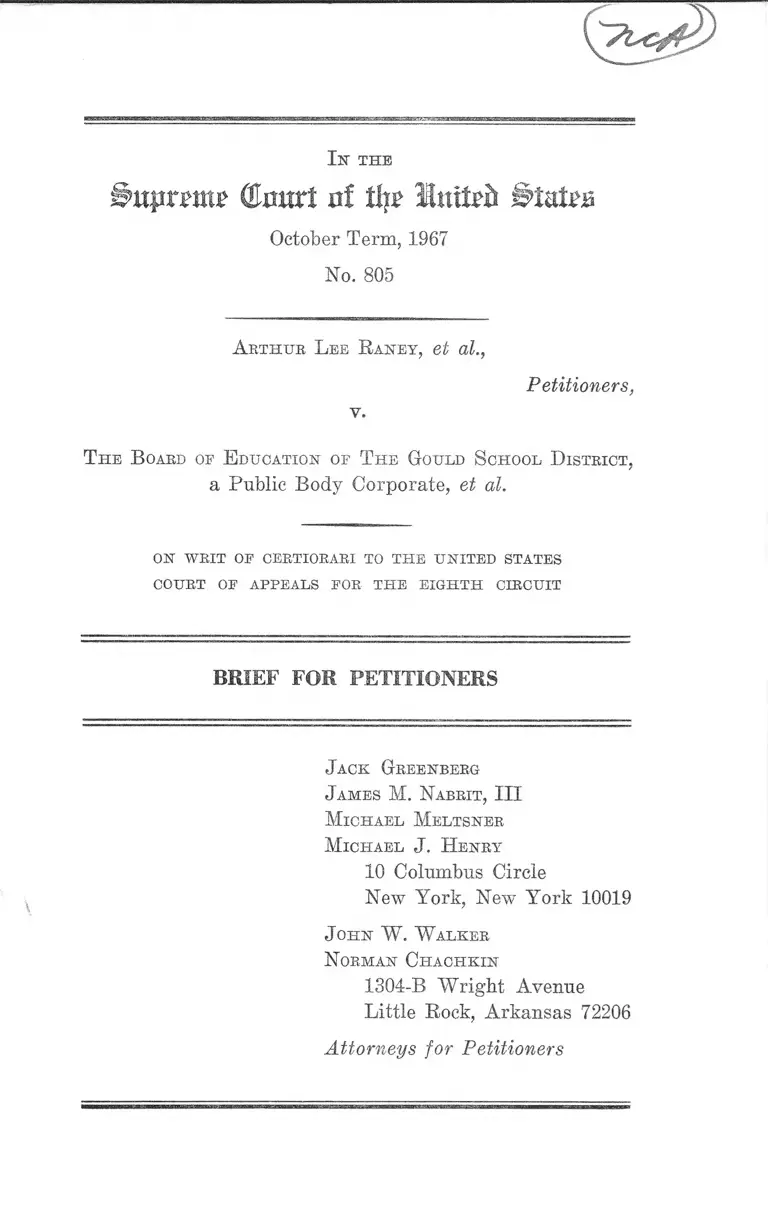 Raney v. Board of Education of The Gould School District Brief for Petitioners preview