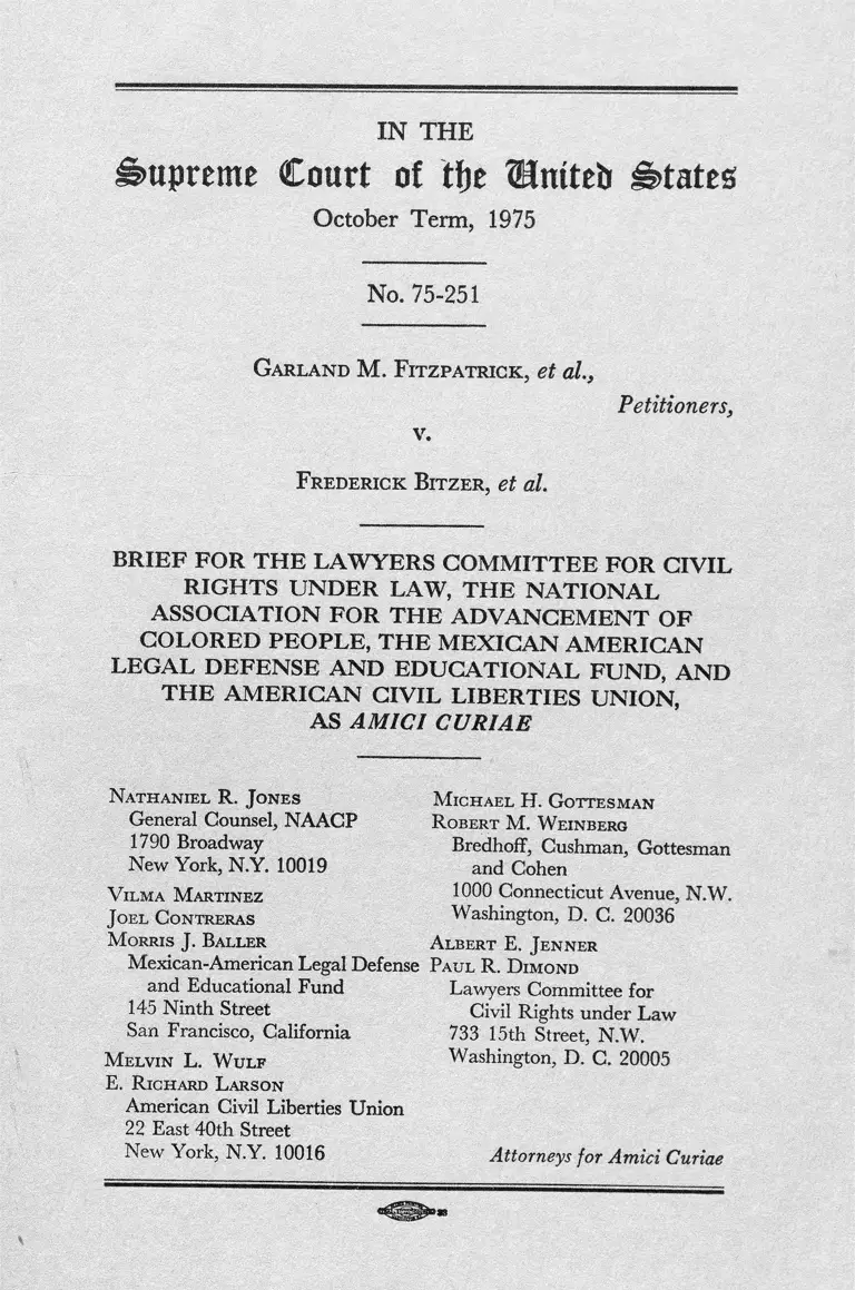 Fitzpatrick v. Bitzer Brief Amici Curiae preview