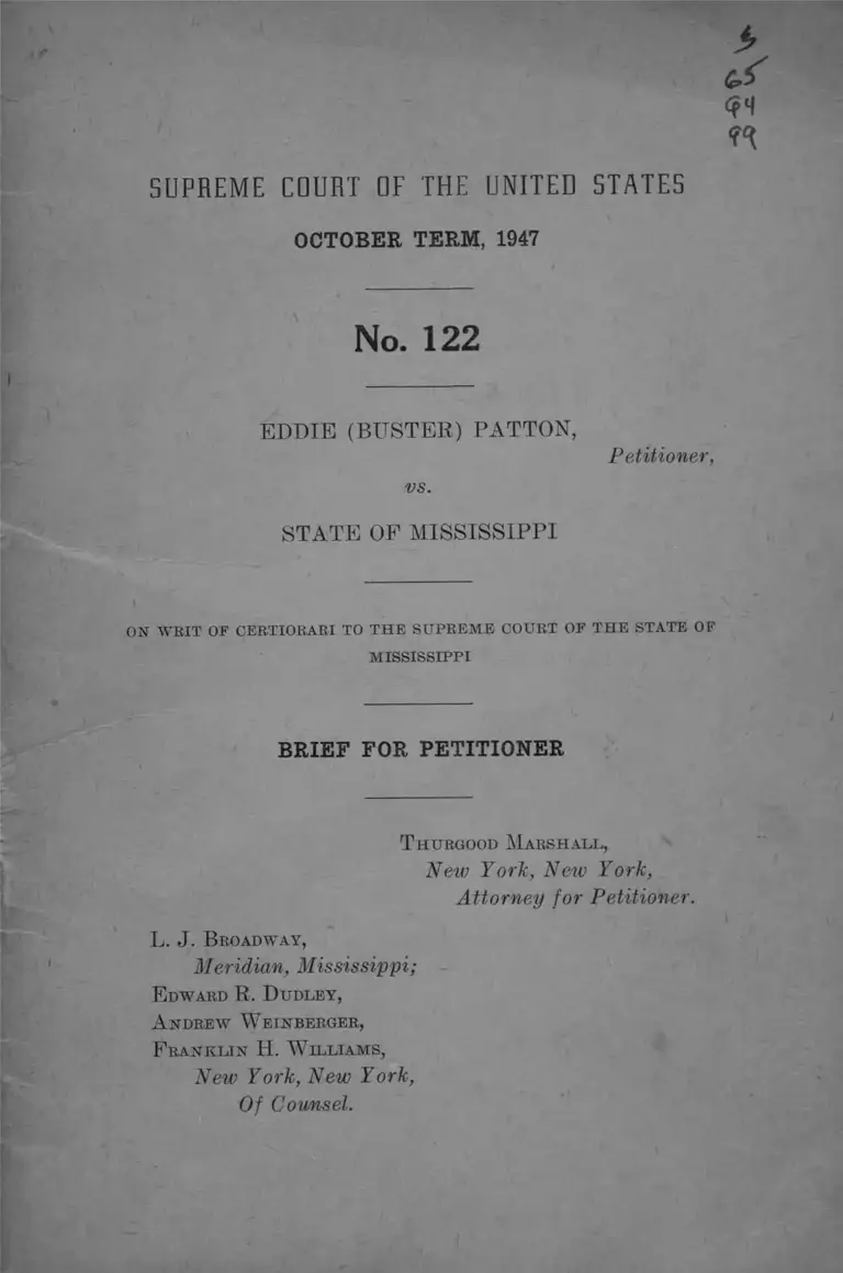 Patton v. Mississippi Brief for Petitioner preview