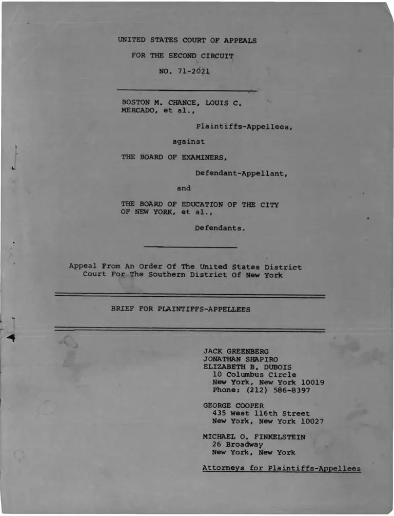 Chance v. Board of Examiners Brief for Plaintiffs-Appellees preview