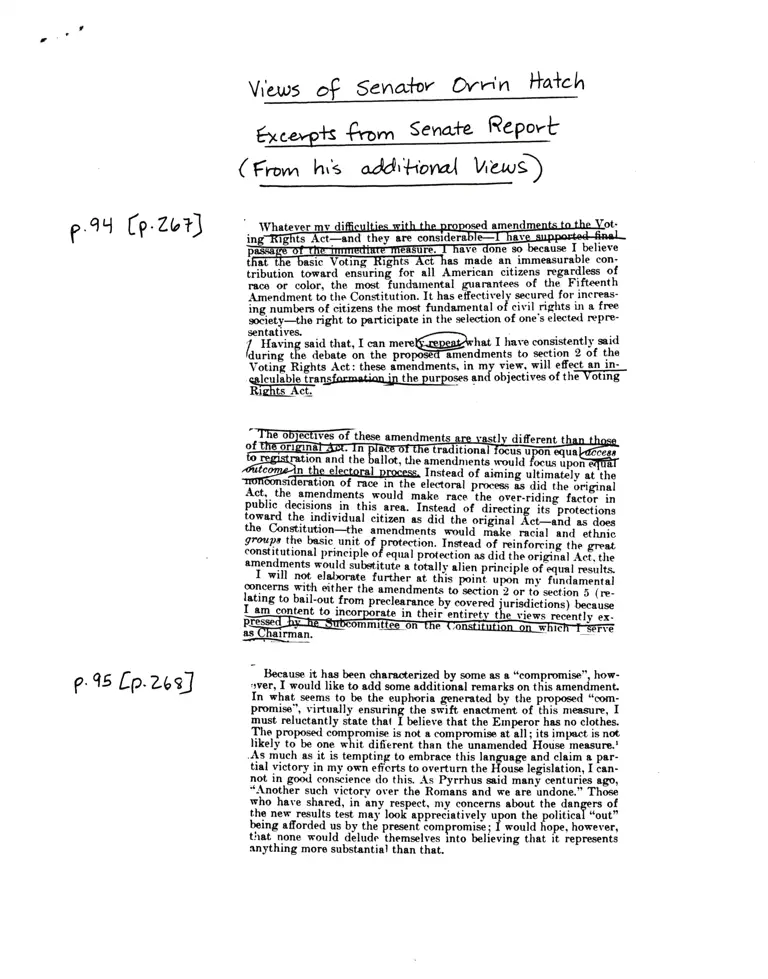 Excerpts from Senate Report RE: Additional Views of Senator Orrin Hatch preview
