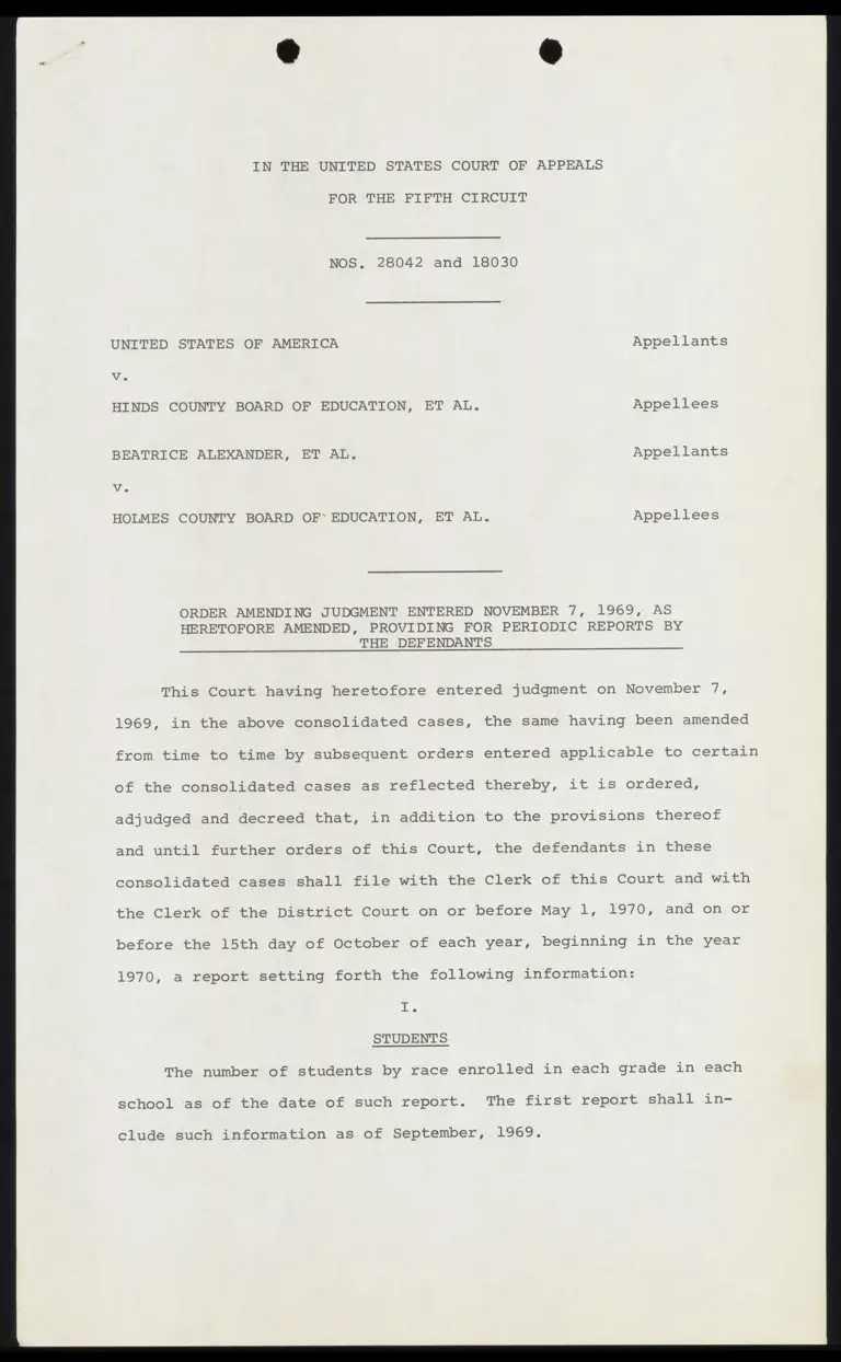 Order Amending Judgment Providing for Periodic Reports by the Defendants preview