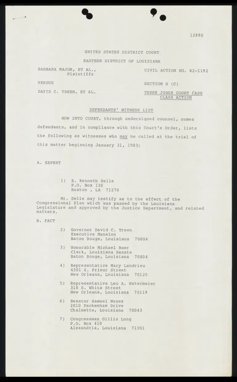 Defendants' Witness List preview