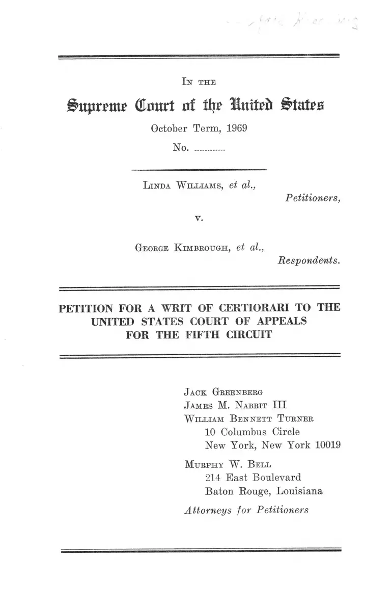 Williams v. Kimbrough Petition for a Writ of Certiorari preview