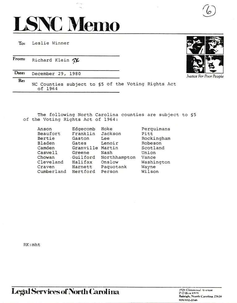 Memorandum from Klein to Winner preview