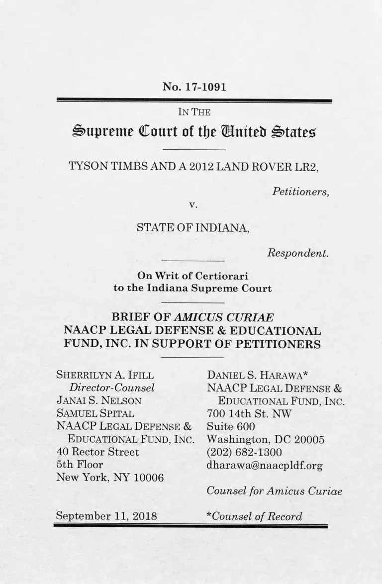 Timbs v. Indiana Brief Amicus Curiae in Support of Petitioners preview