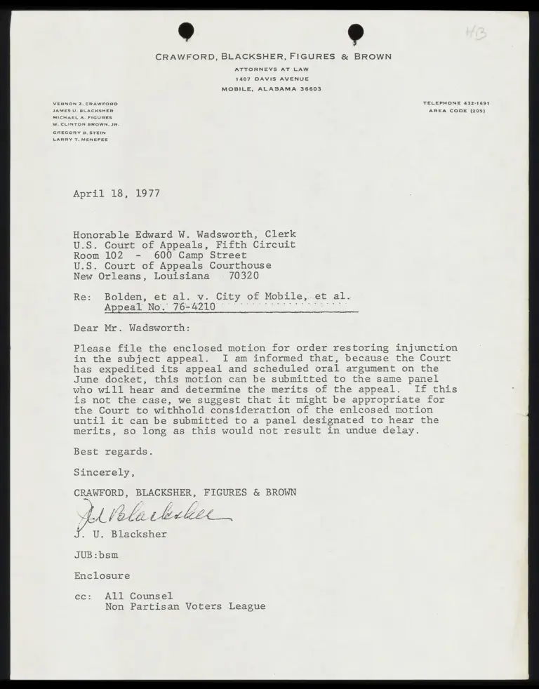 Plaintiffs-Appellees' Motion for Order Restoring Injunction with Cover Letter preview
