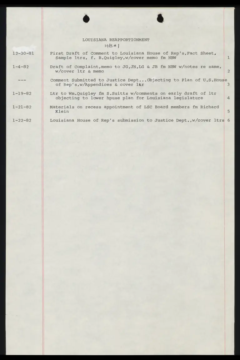 Louisiana Reapportionment Hardback No 2 Index preview
