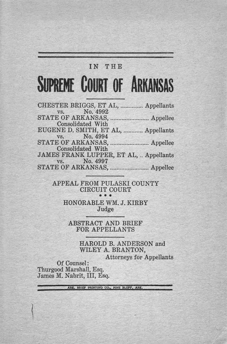 Briggs v. Arkansas Abstract and Brief for Appellants preview