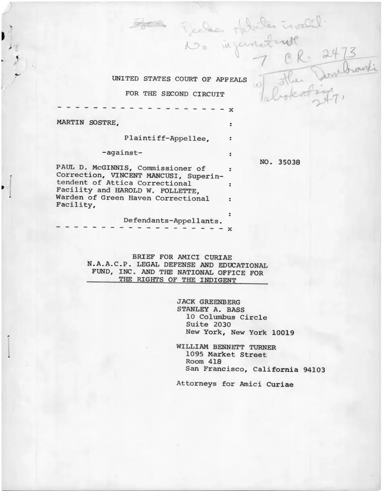 Sostre v McGinnis Brief for Amici Curiae preview