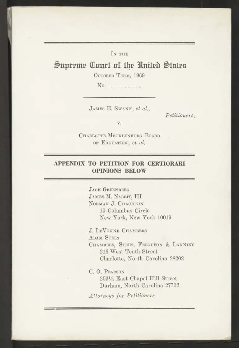 Appendix to Petition for Certiorari Opinions Below preview