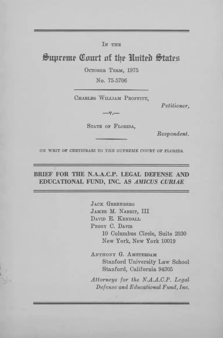 Proffitt v. Florida Brief Amicus Curiae preview