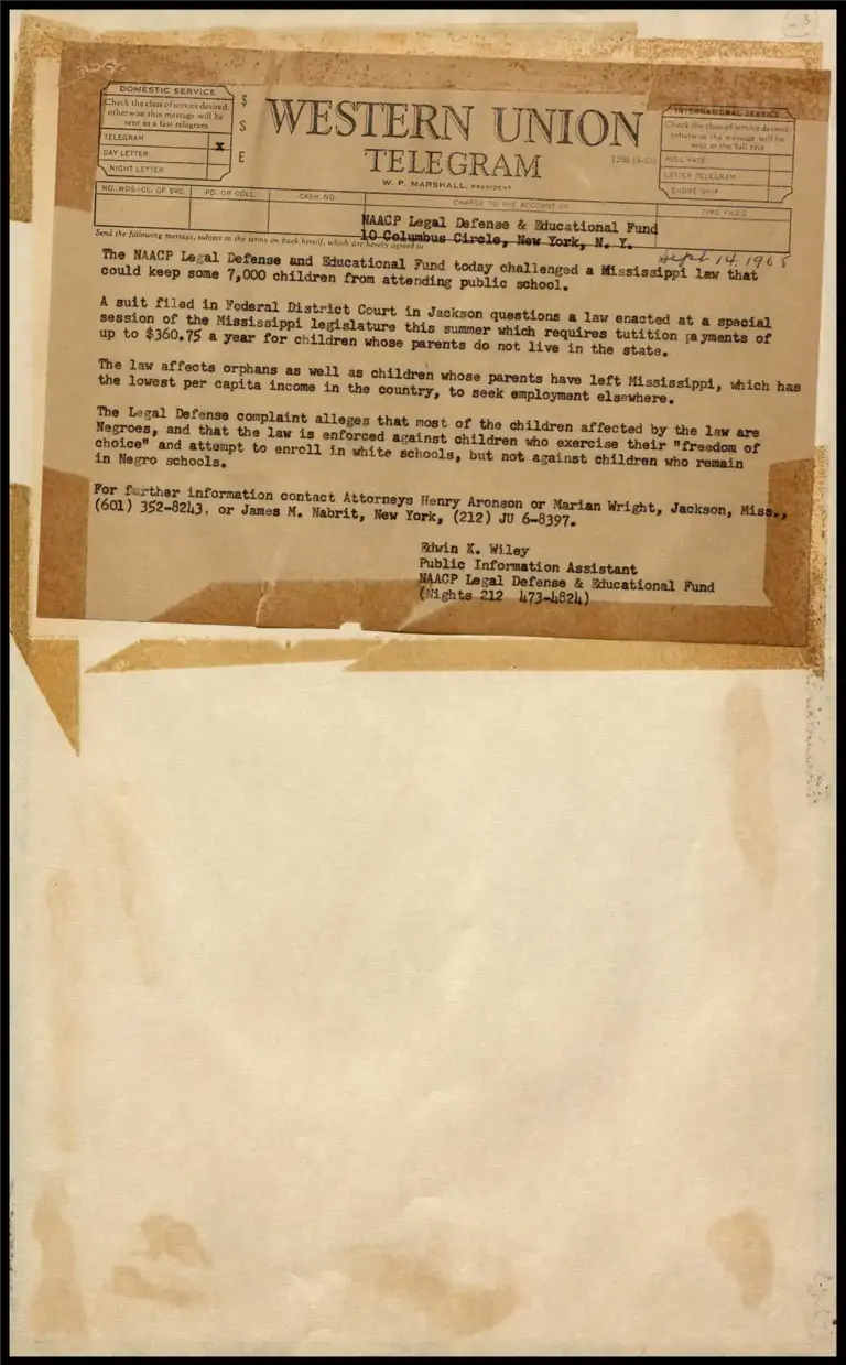 LDF Challenges Mississippi School Law (Telegram) preview